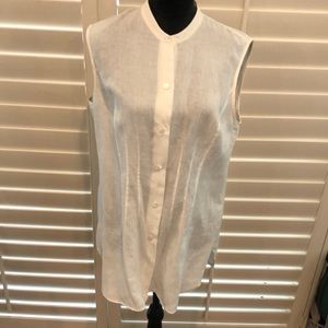 Marina Rinaldi white linen sleeveless top. Basic.